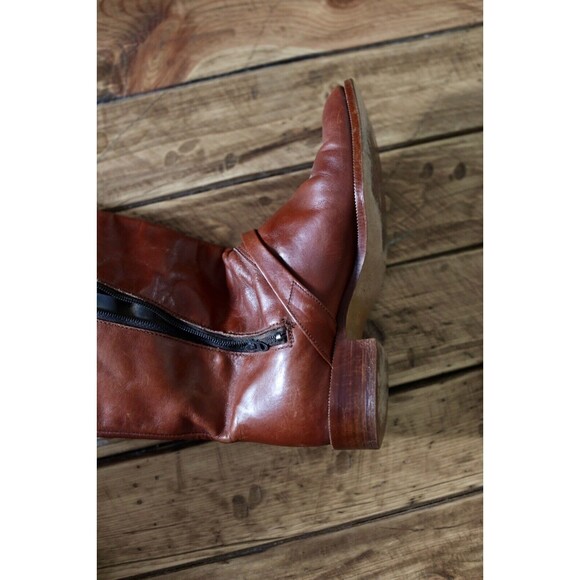 Vtg. 70s 3602 Brown Knee High Leather Festival Boots 7 - Picture 6 of 8